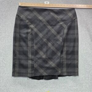 S & D Womens Plaid Pencil Skirt Grey Black Purple Flounce Hem Size 14 Made in US